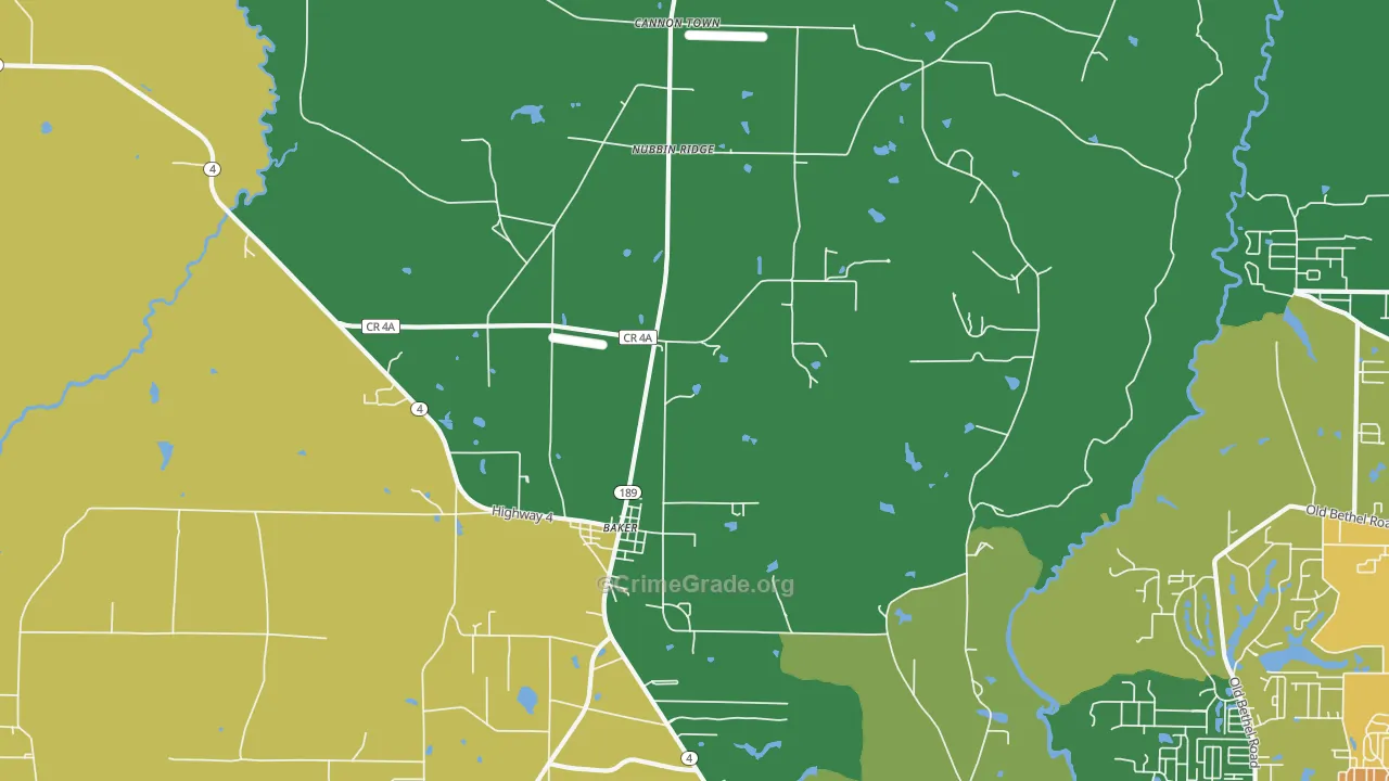 Cannon Town, FL Map of Robbery Rates