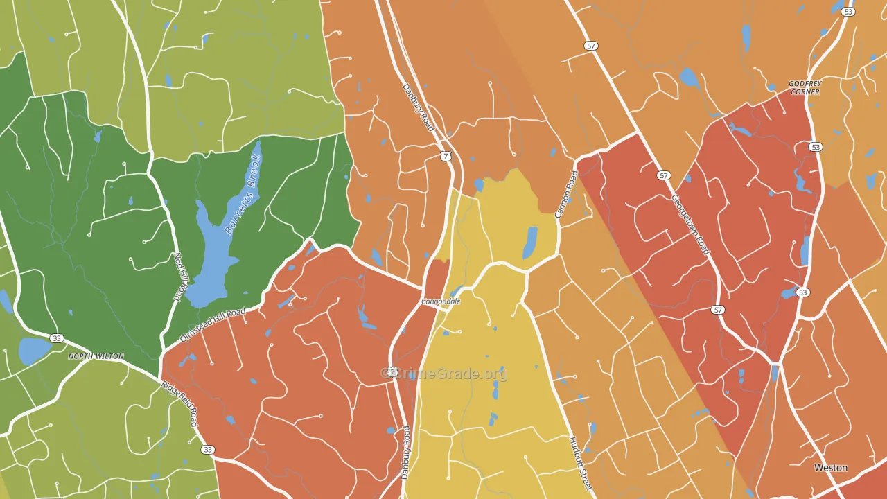 Cannondale, CT Map of Robbery Rates