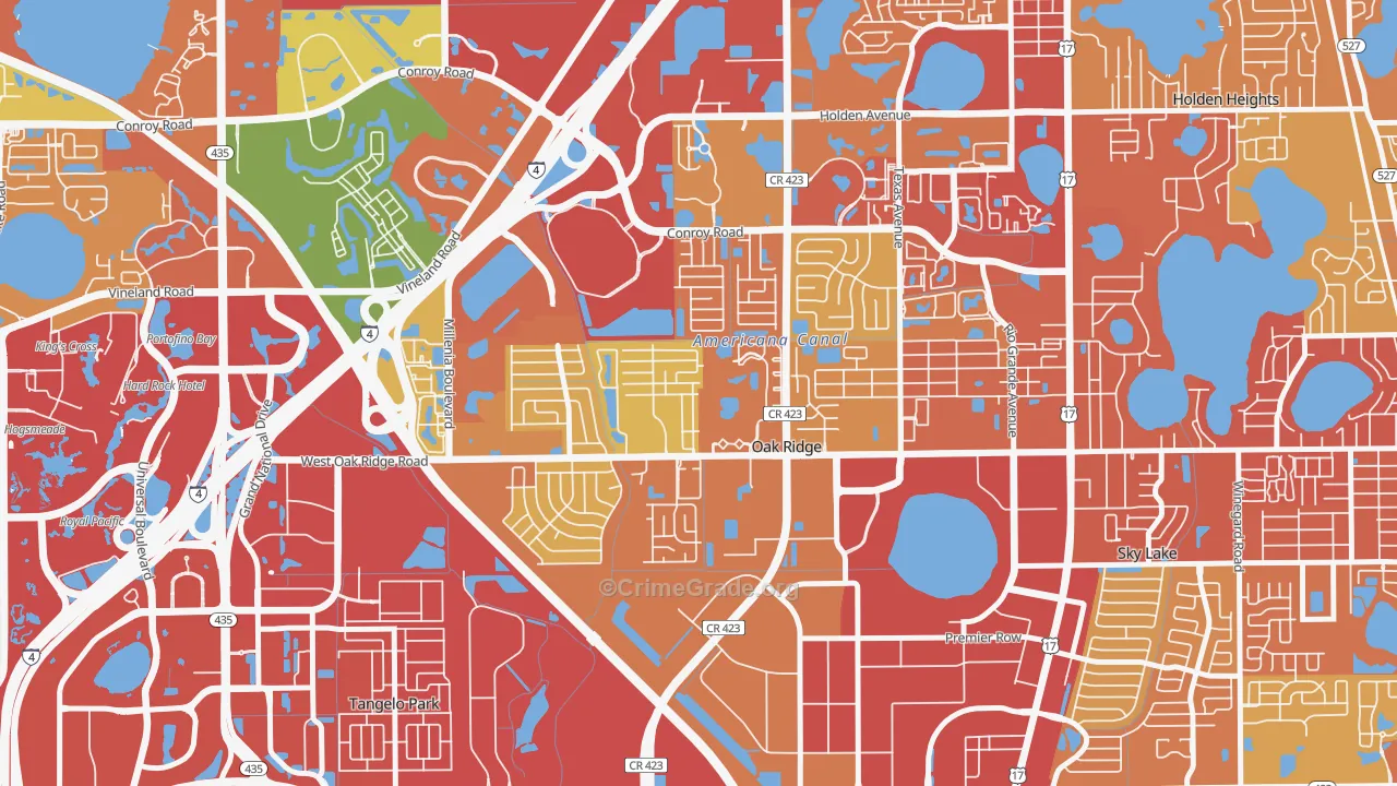 Cannongate-Orlando, Oak Ridge, FL Map of Robbery Rates