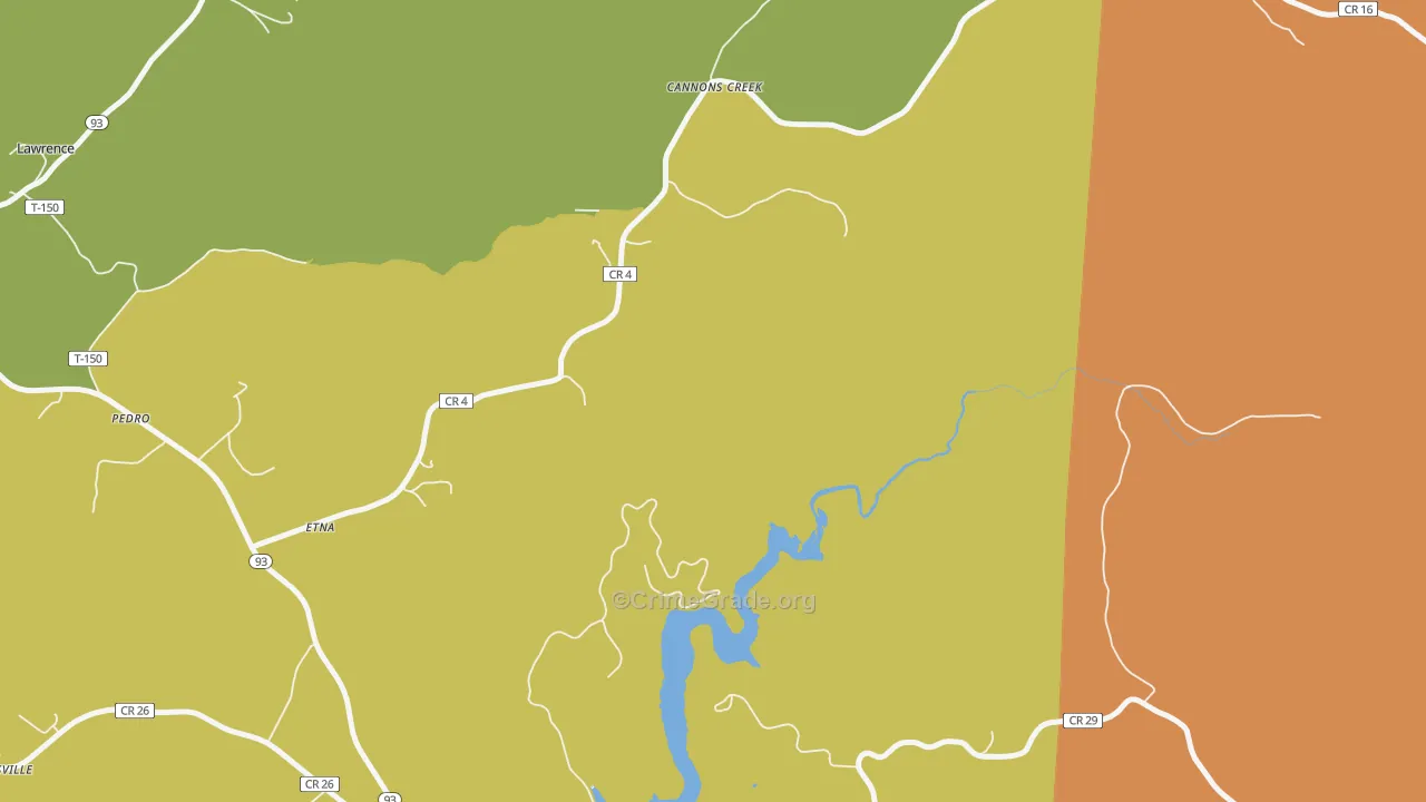 Cannons Creek, OH Map of Robbery Rates