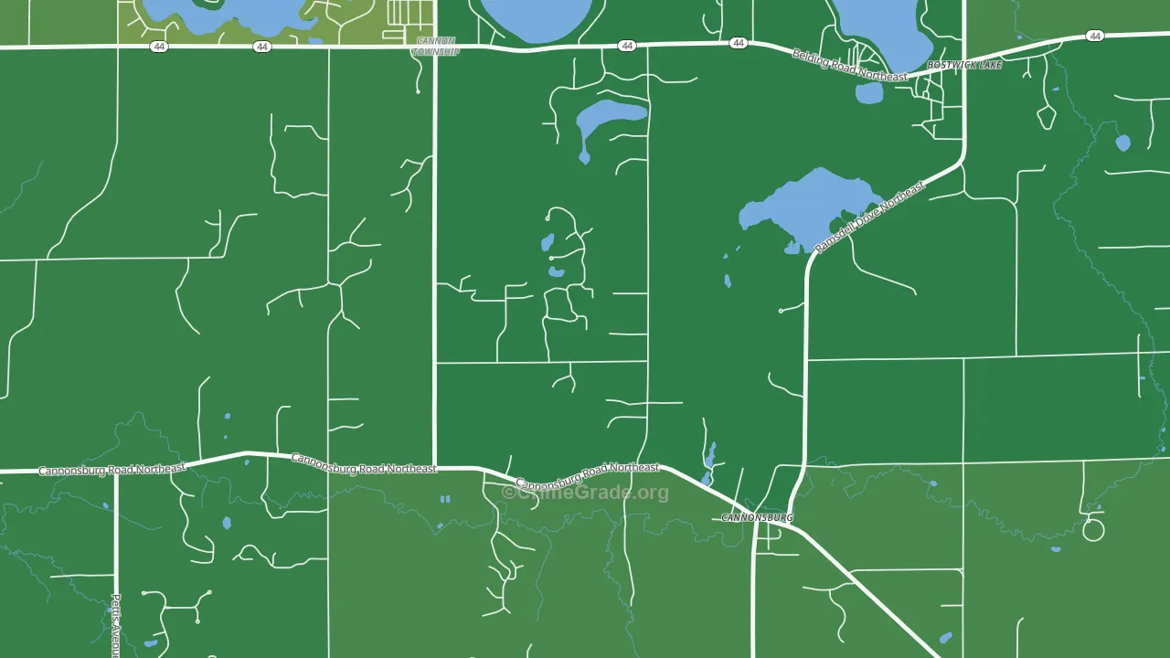 Cannonsburg, MI Map of Robbery Rates