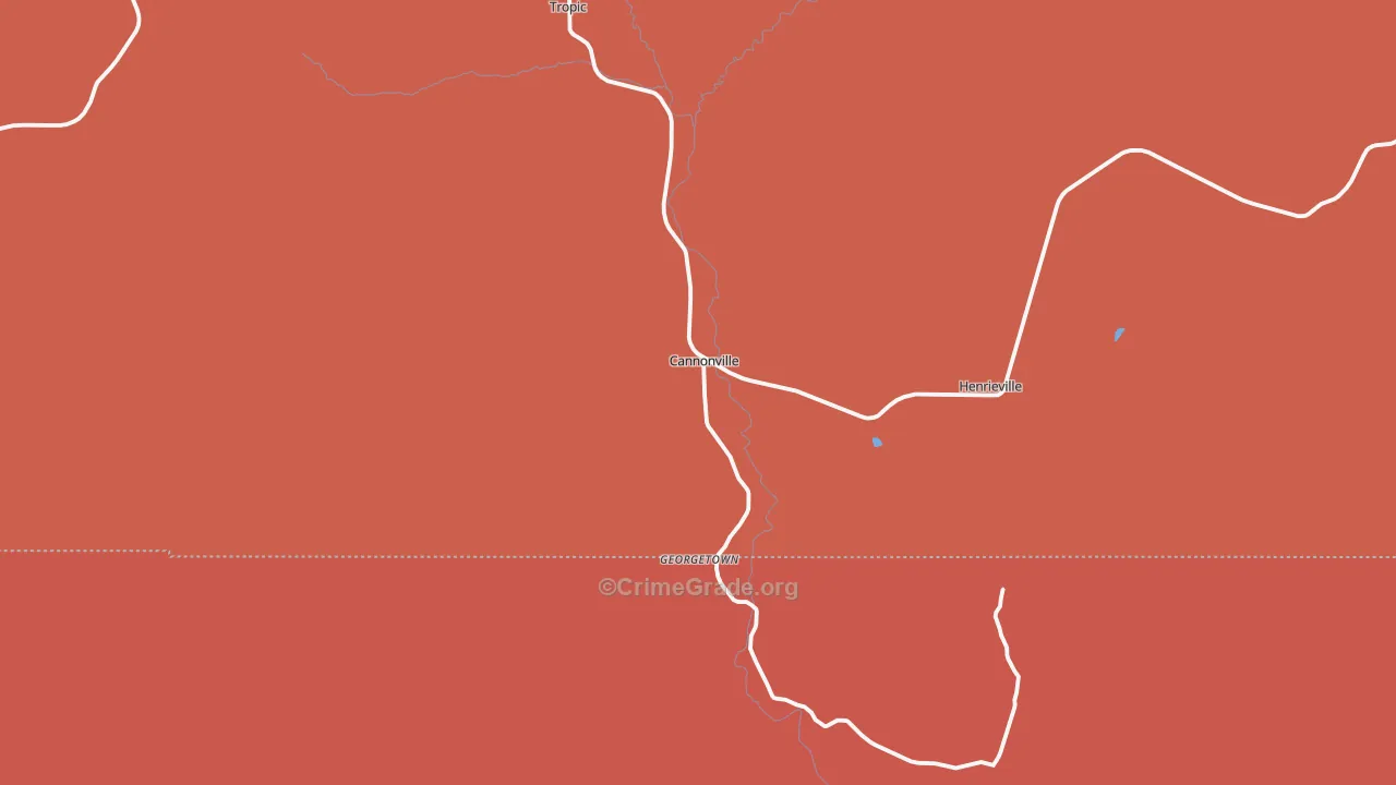 Cannonville, UT Map of Robbery Rates