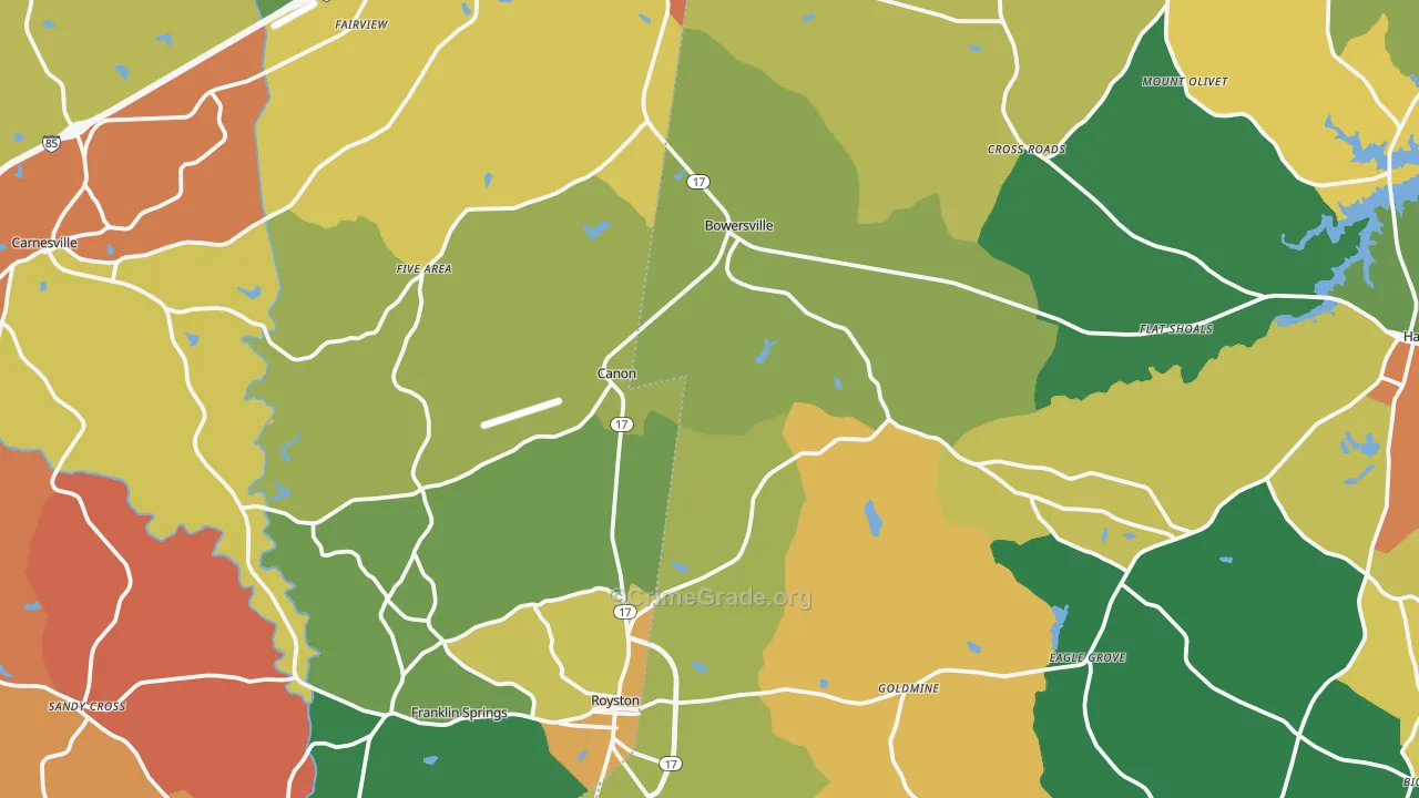 Canon, GA Map of Robbery Rates