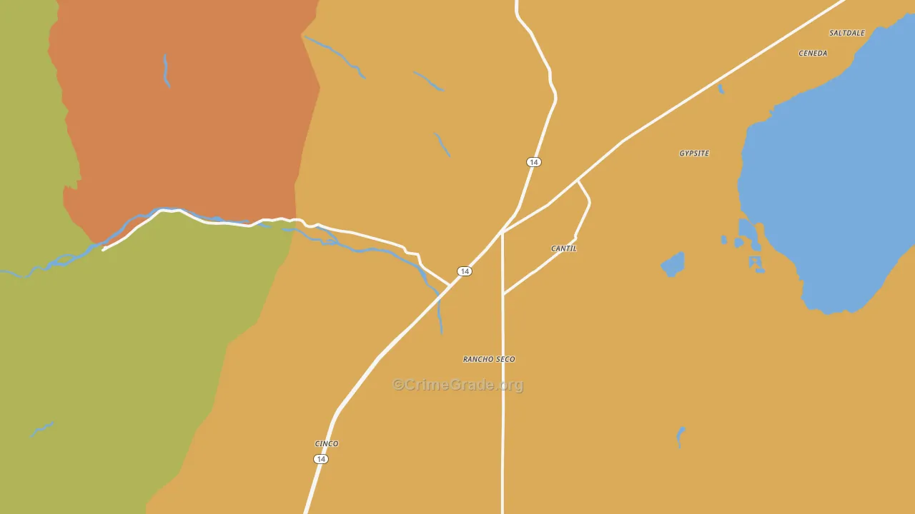 Cantil, CA Map of Robbery Rates