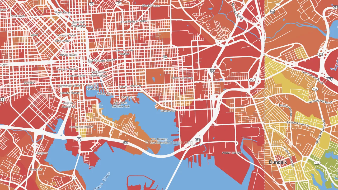 Canton, Baltimore, MD Map of Robbery Rates