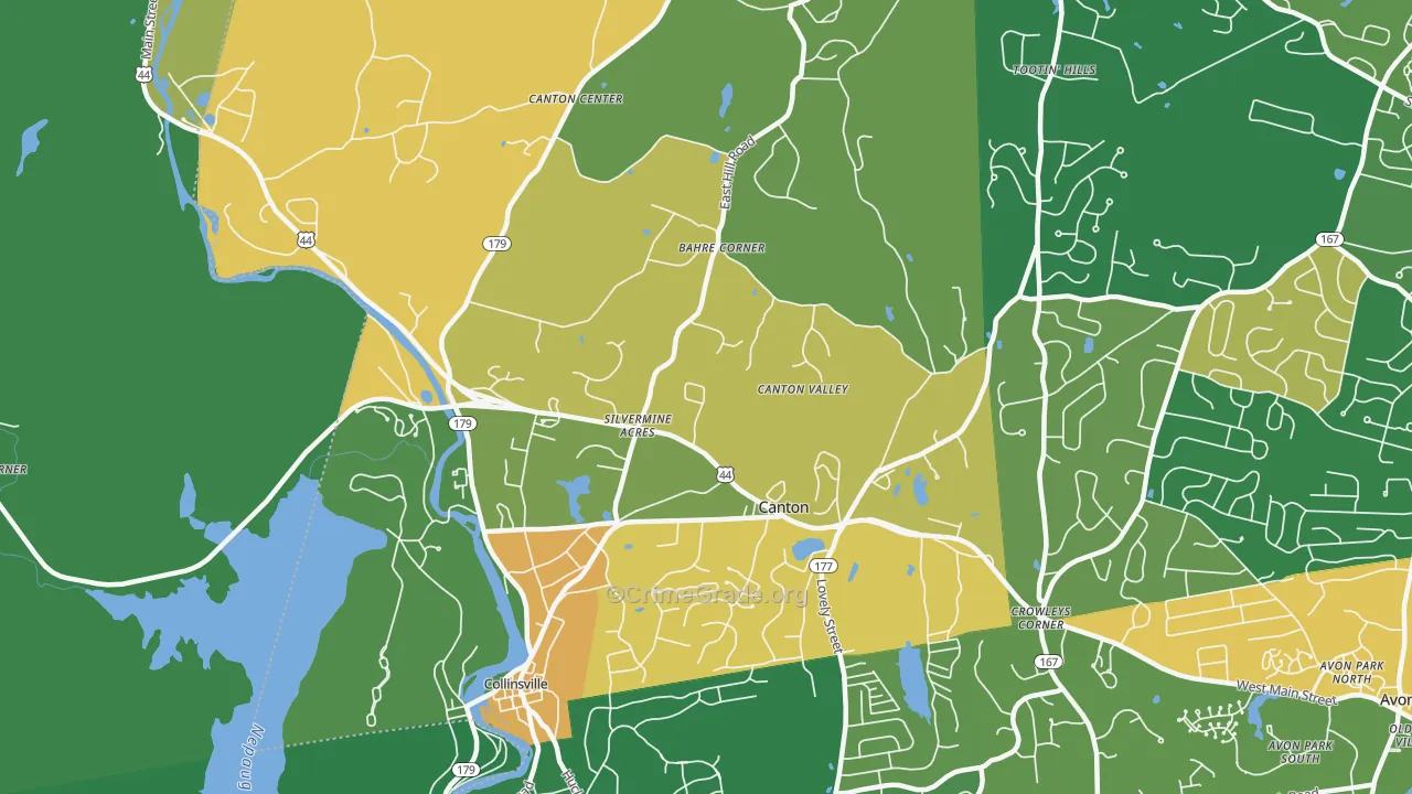 Canton, CT Map of Robbery Rates