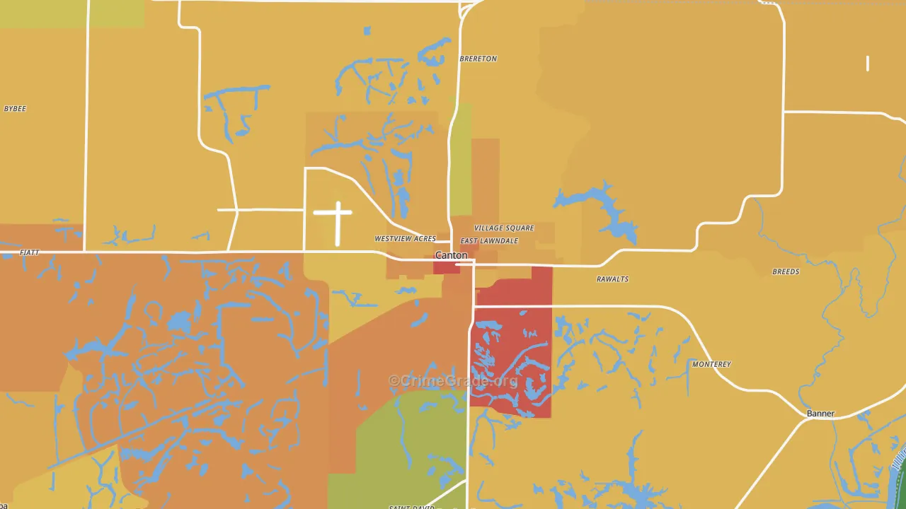 Canton, IL Map of Robbery Rates