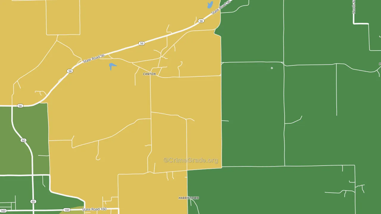 Canton, IN Map of Robbery Rates