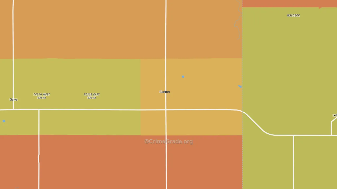 Canton, KS Map of Robbery Rates