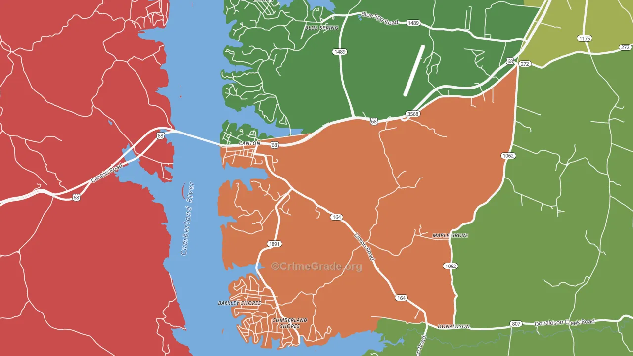 Canton, KY Map of Robbery Rates