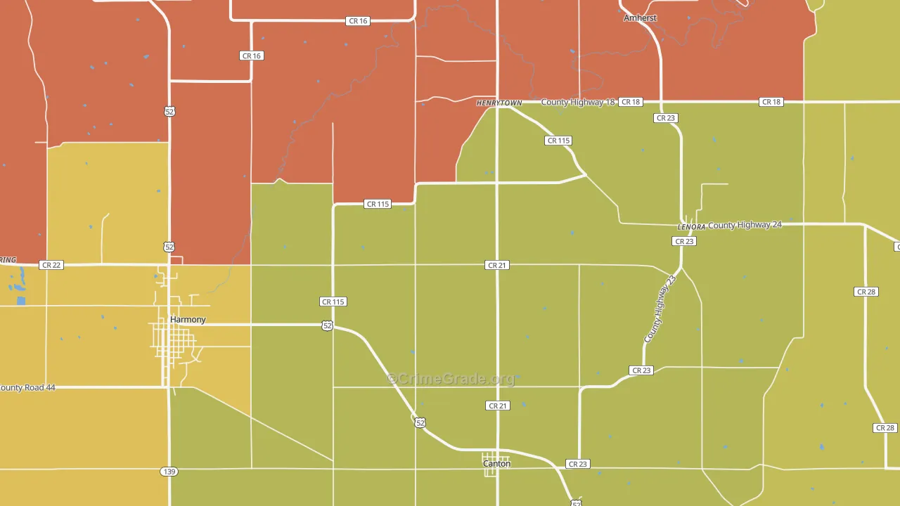 Canton, MN Map of Robbery Rates