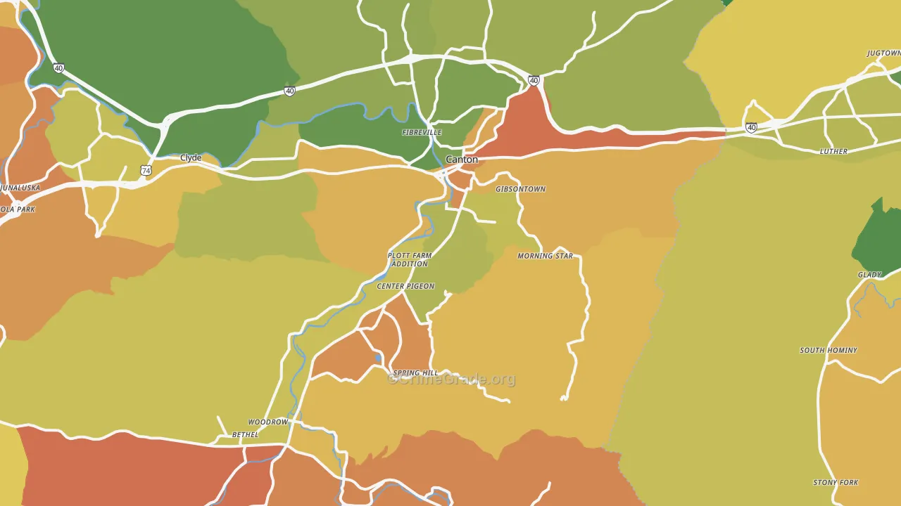 Canton, NC Map of Robbery Rates