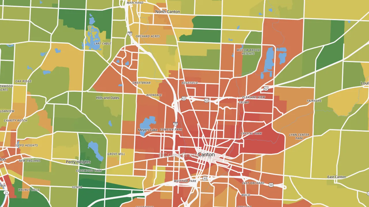 Canton, OH Map of Robbery Rates