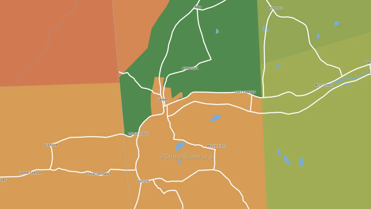 Canton, PA Map of Robbery Rates