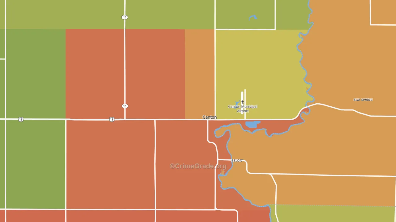 Canton, SD Map of Robbery Rates