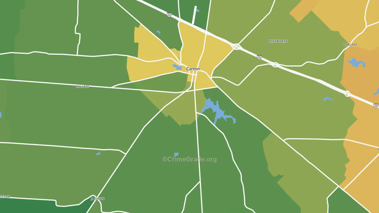Canton, TX Map of Robbery Rates