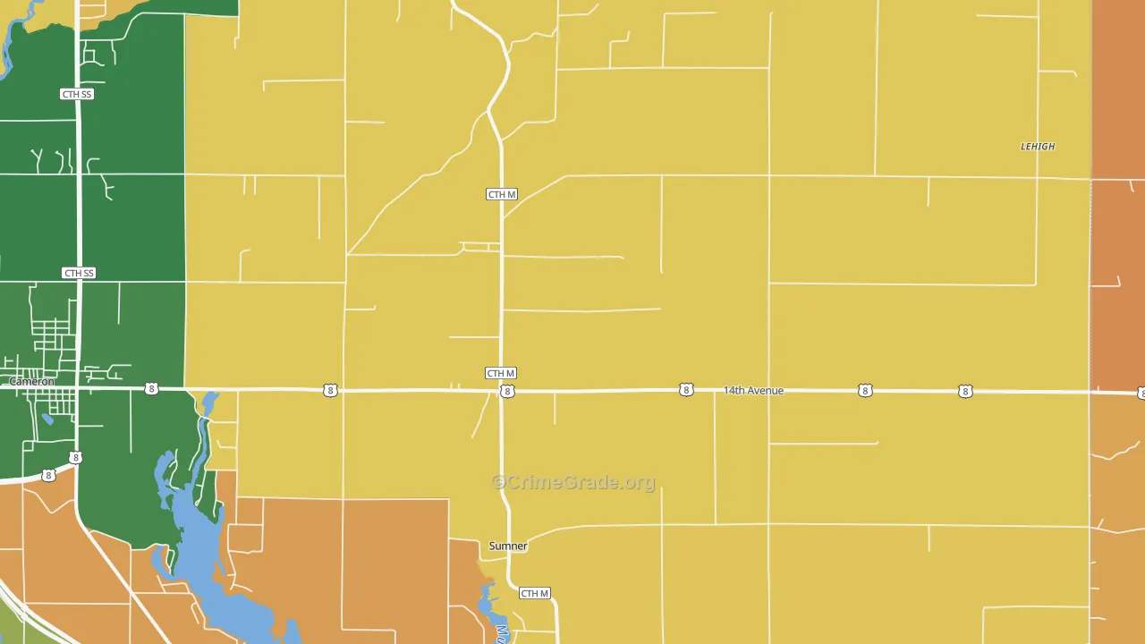 Canton, WI Map of Robbery Rates