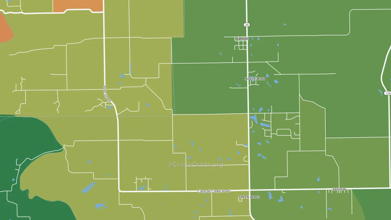 Cantrall, IL Map of Robbery Rates