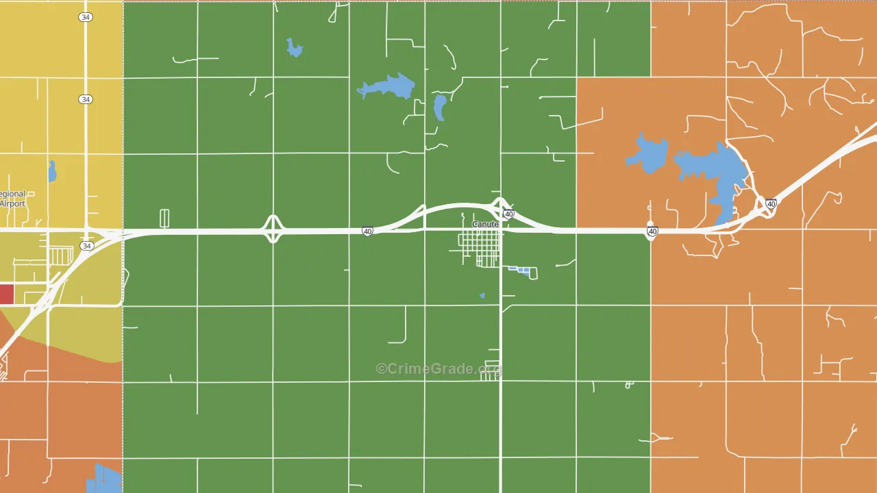 Canute, OK Map of Robbery Rates