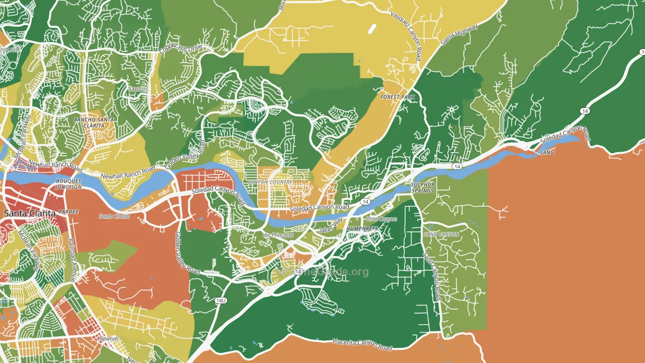 Canyon Country, CA Map of Robbery Rates