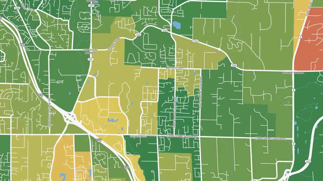 Canyon Creek-39th SE, Bothell, WA Map of Robbery Rates