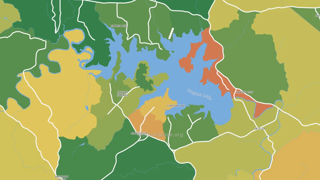 Canyon Lake, TX Map of Robbery Rates