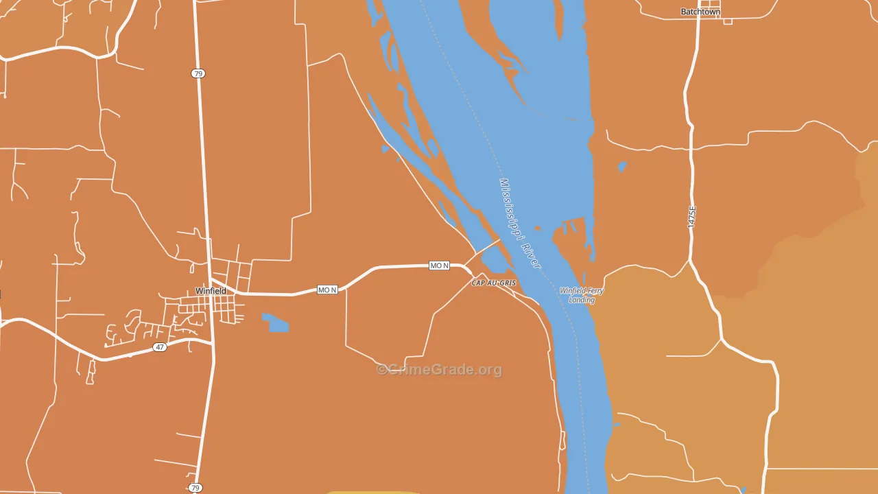Cap au Gris, MO Map of Robbery Rates