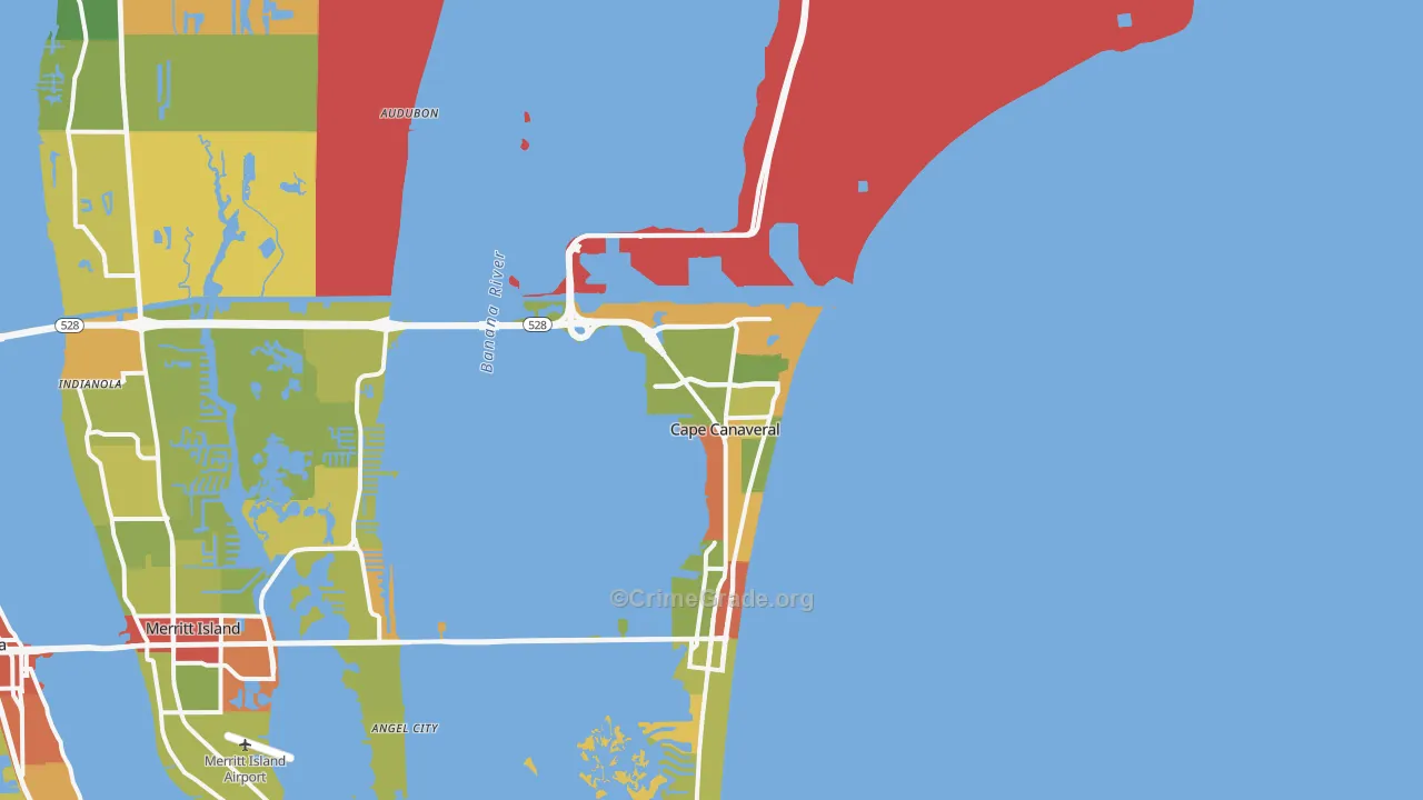 Cape Canaveral, FL Map of Robbery Rates