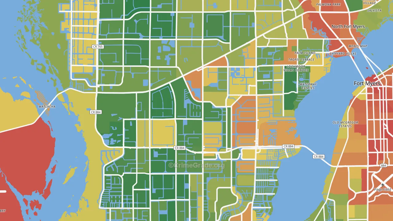 Cape Coral, FL Map of Robbery Rates