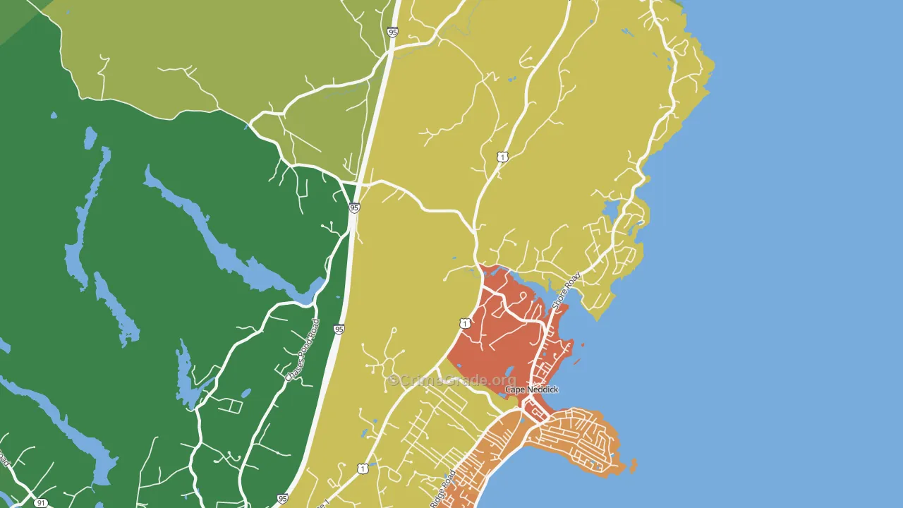Cape Neddick, ME Map of Robbery Rates