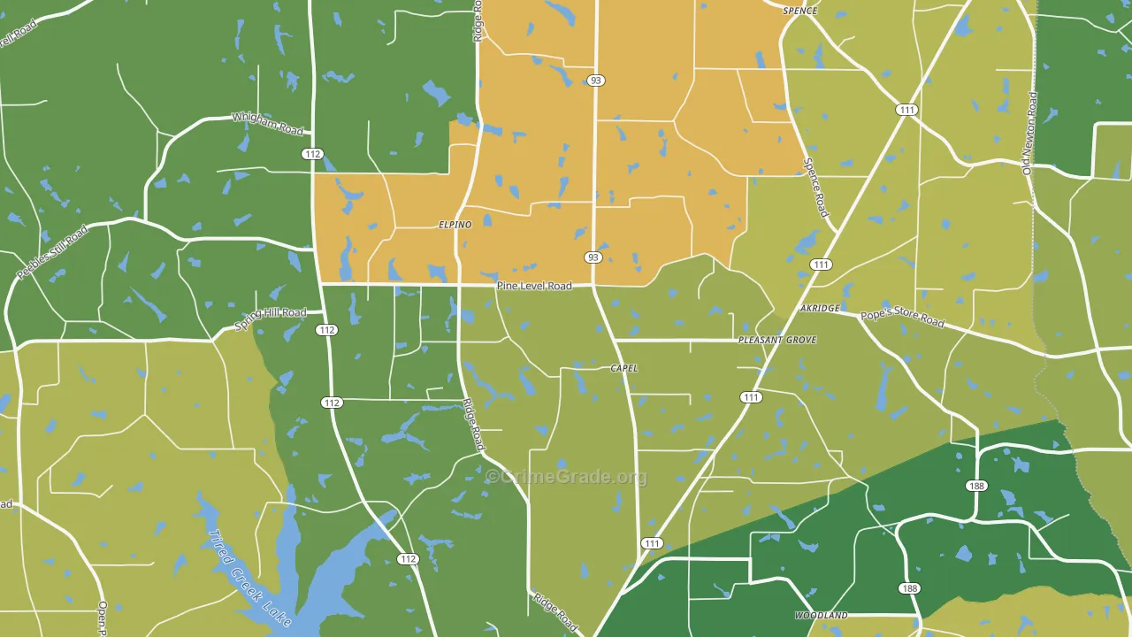 Capel, GA Map of Robbery Rates