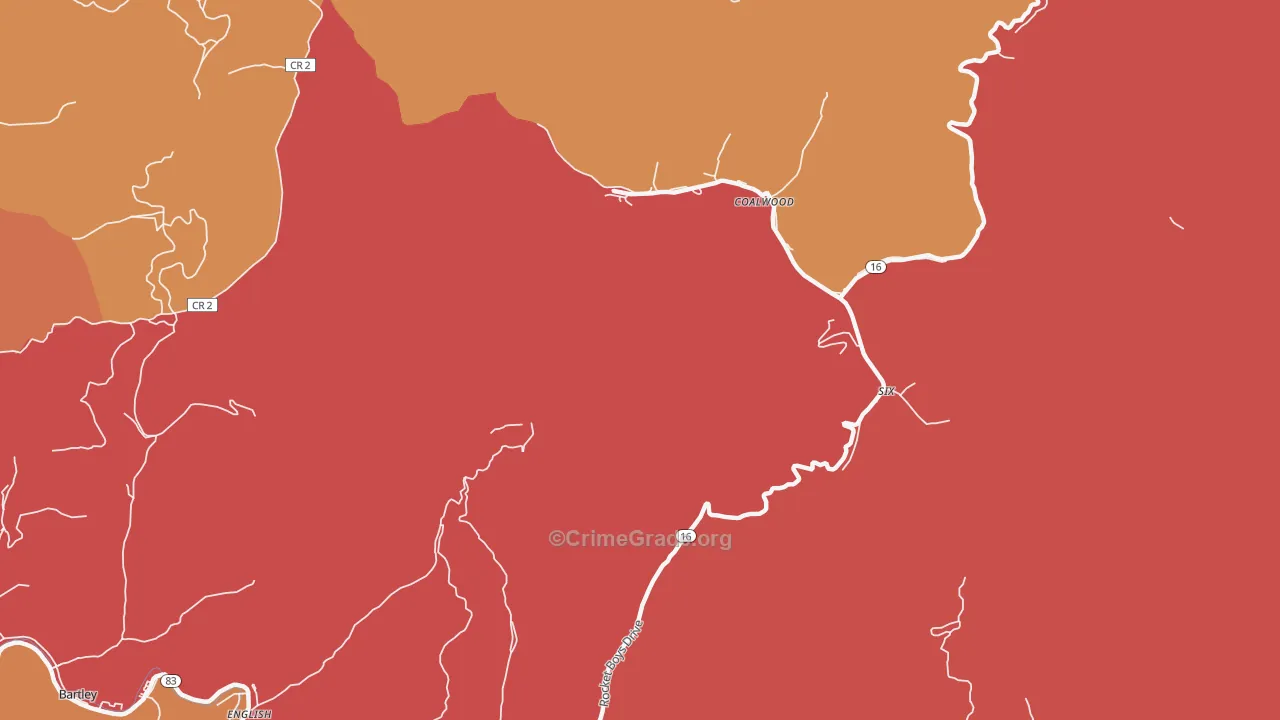Capels, WV Map of Robbery Rates