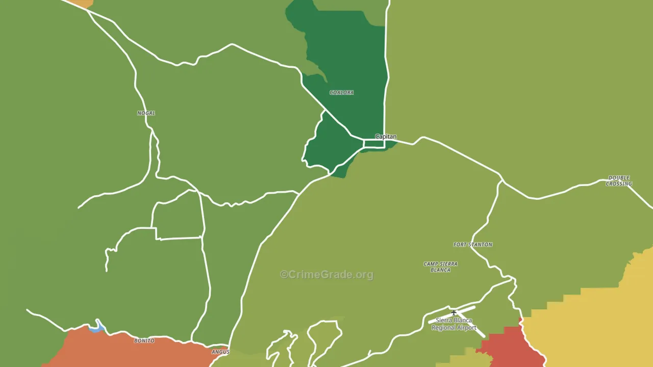 Capitan, NM Map of Robbery Rates