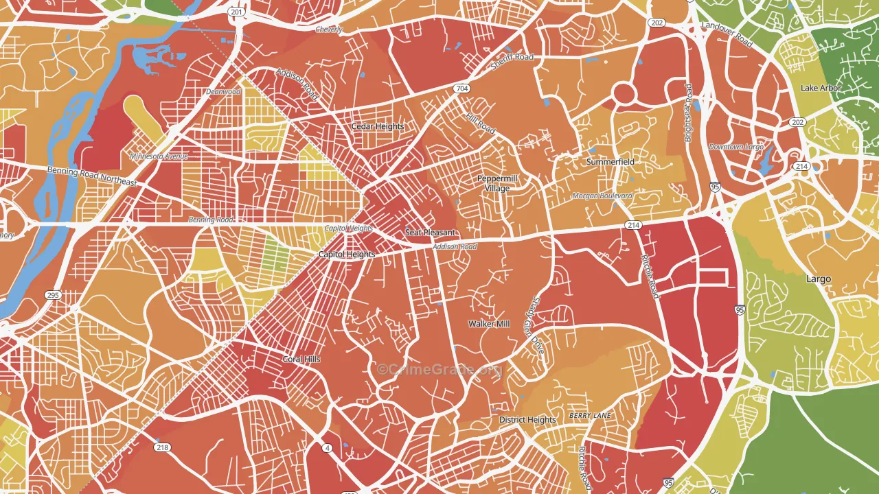 Capitol Heights, MD Map of Robbery Rates