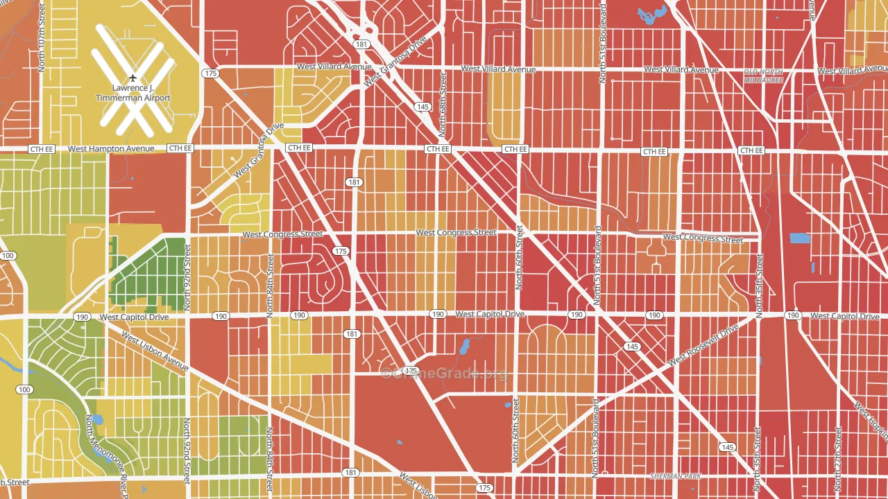 Capitol Heights, Milwaukee, WI Map of Robbery Rates