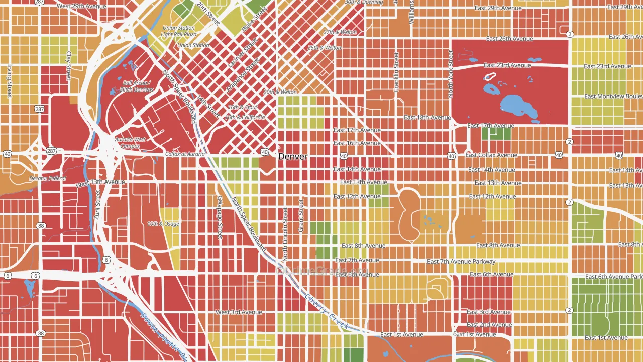 Capitol Hill, Denver, CO Map of Robbery Rates