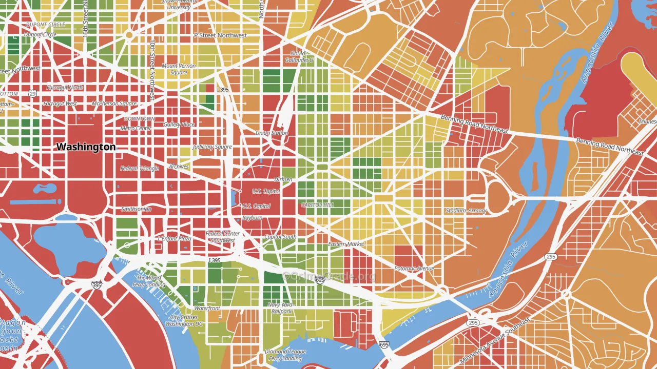 Capitol Hill, Washington, DC Map of Robbery Rates