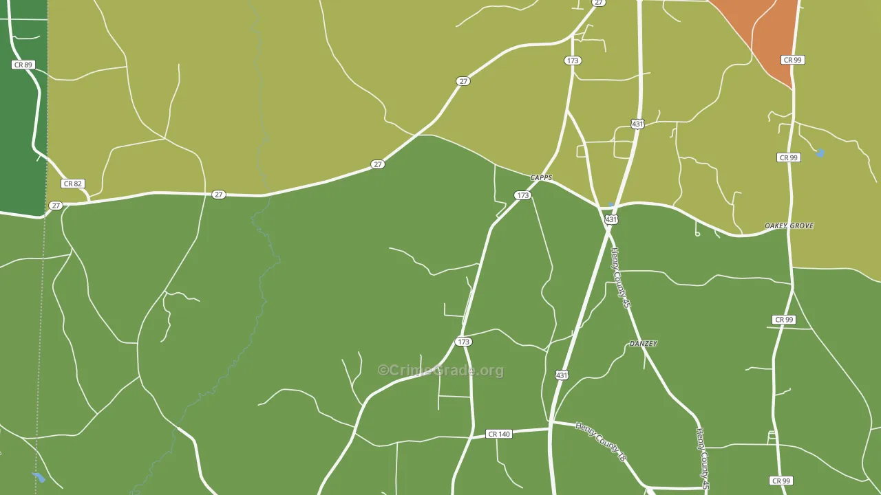 Capps, AL Map of Robbery Rates