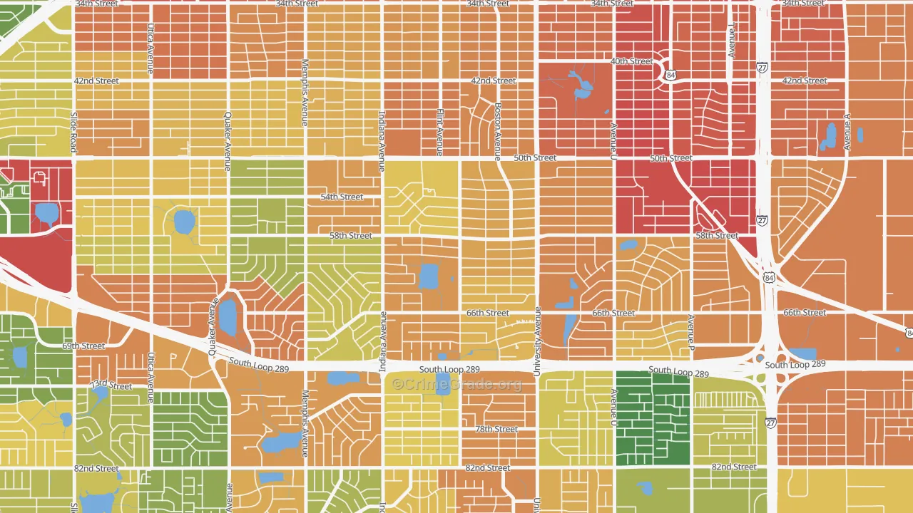 Caprock, Lubbock, TX Map of Robbery Rates