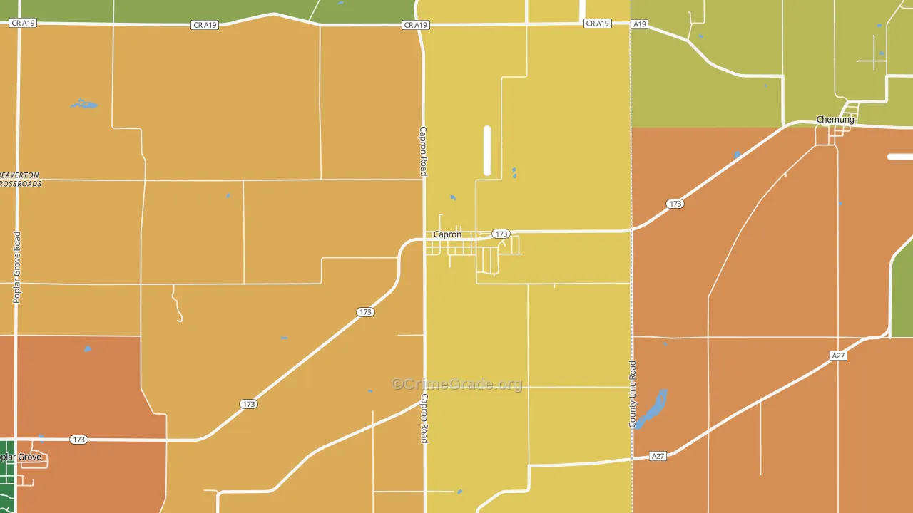 Capron, IL Map of Robbery Rates