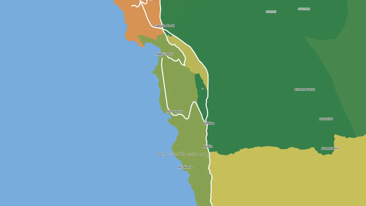 Captain Cook, HI Map of Robbery Rates