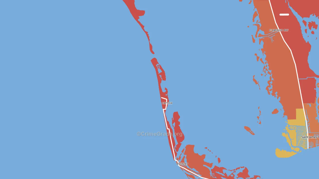 Captiva, FL Map of Robbery Rates