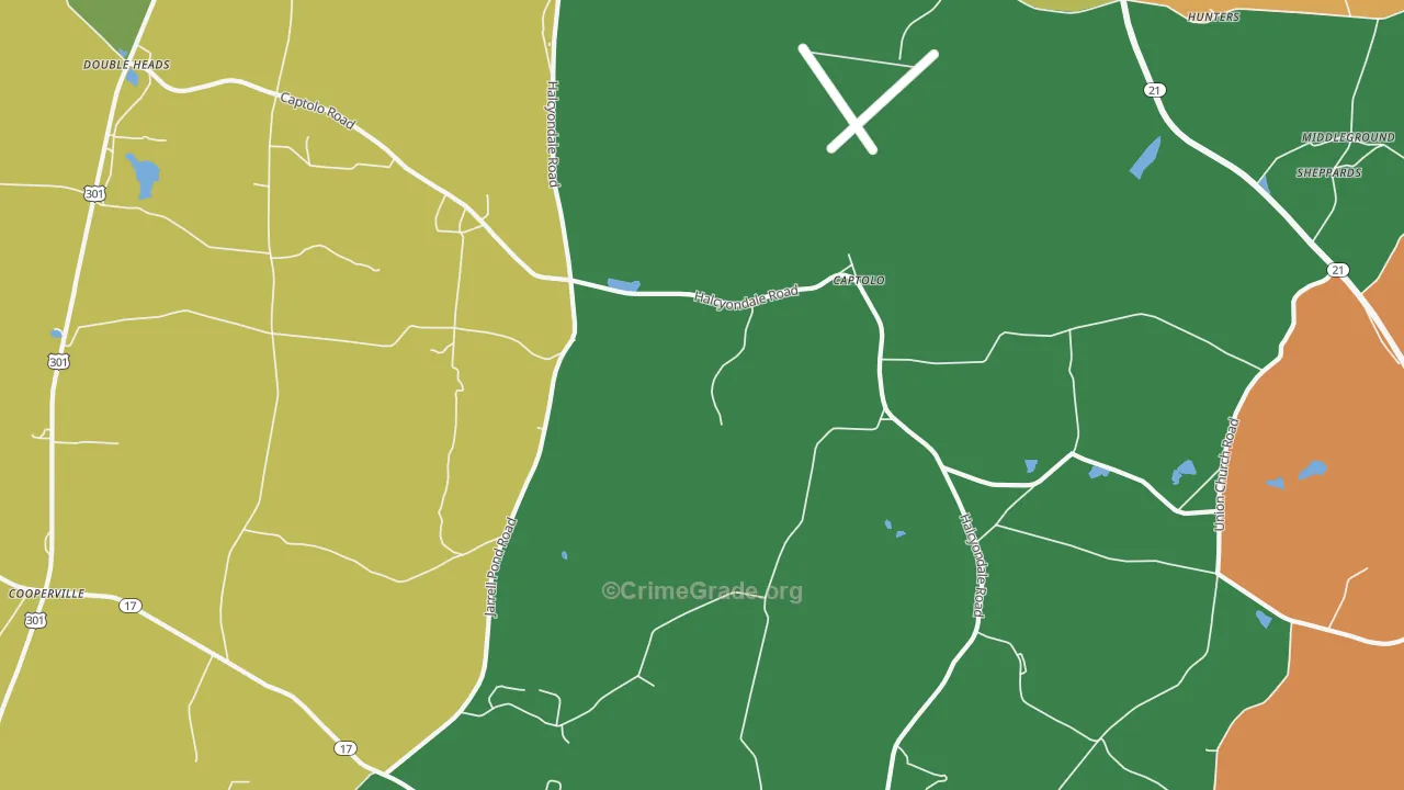 Captolo, GA Map of Robbery Rates