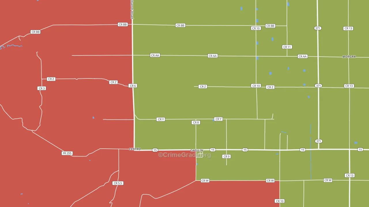 Capulin, CO Map of Robbery Rates