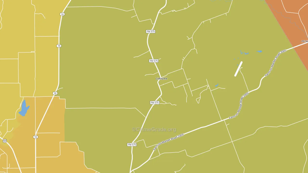 Caradan, TX Map of Robbery Rates