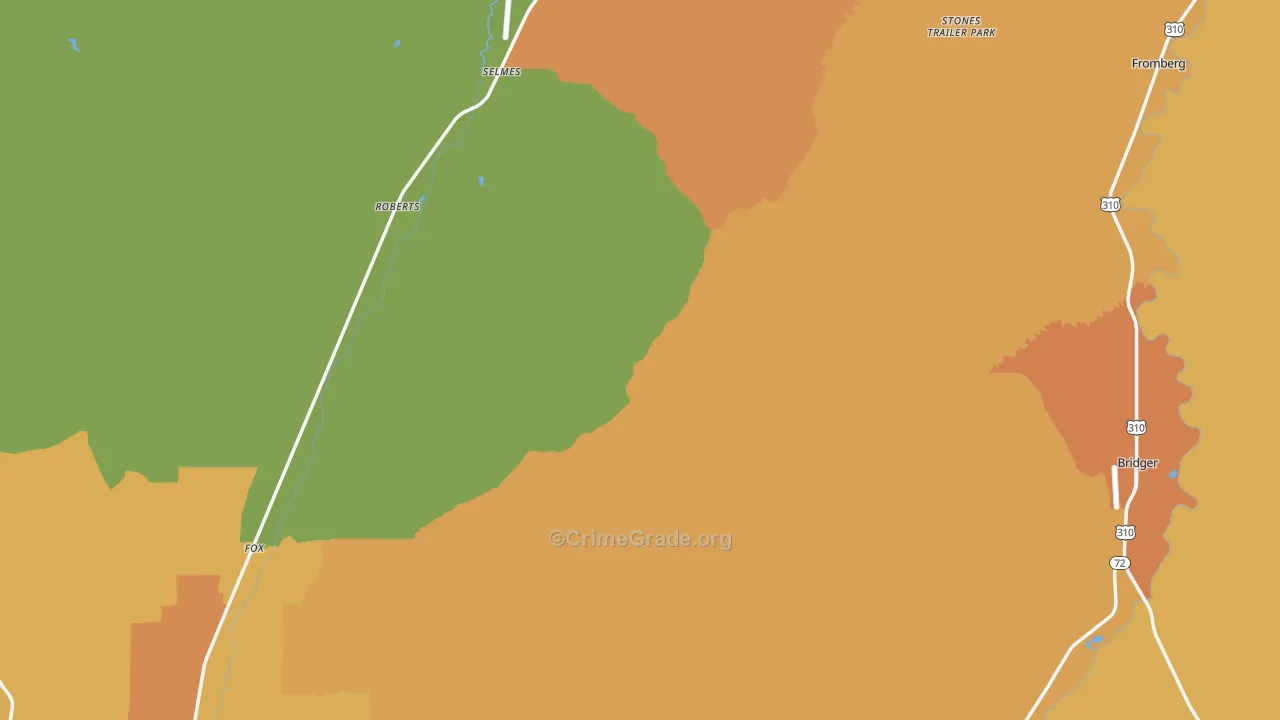 Carbon County, MT Map of Robbery Rates
