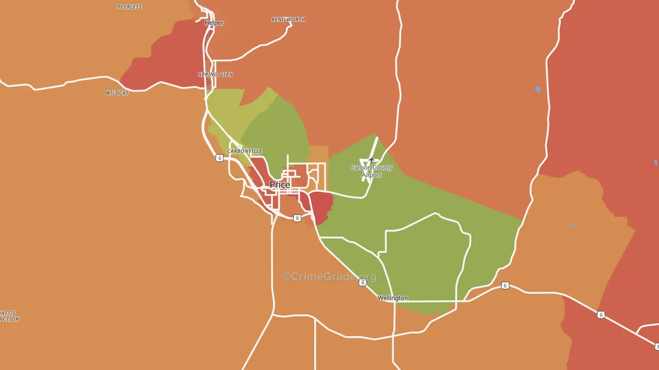 Carbon County, UT Map of Robbery Rates