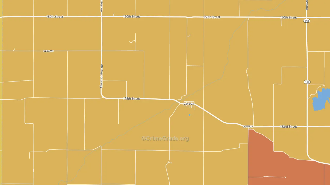 Carbon, IA Map of Robbery Rates