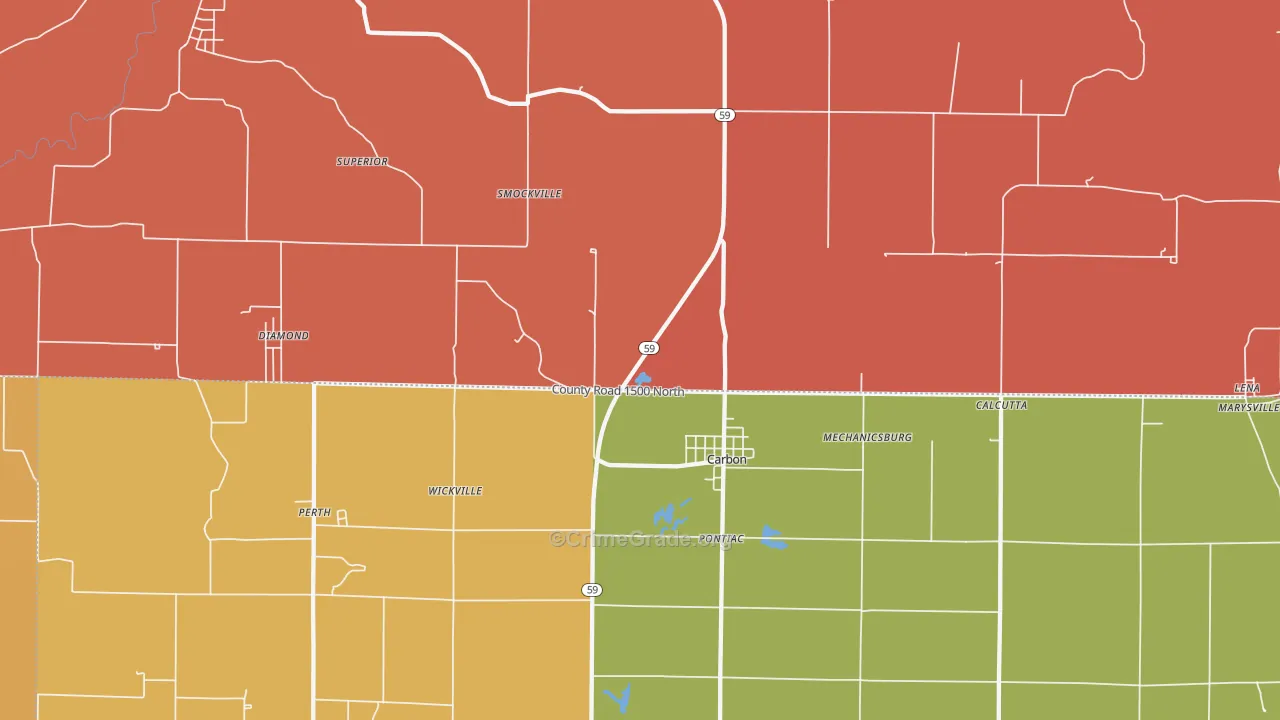 Carbon, IN Map of Robbery Rates