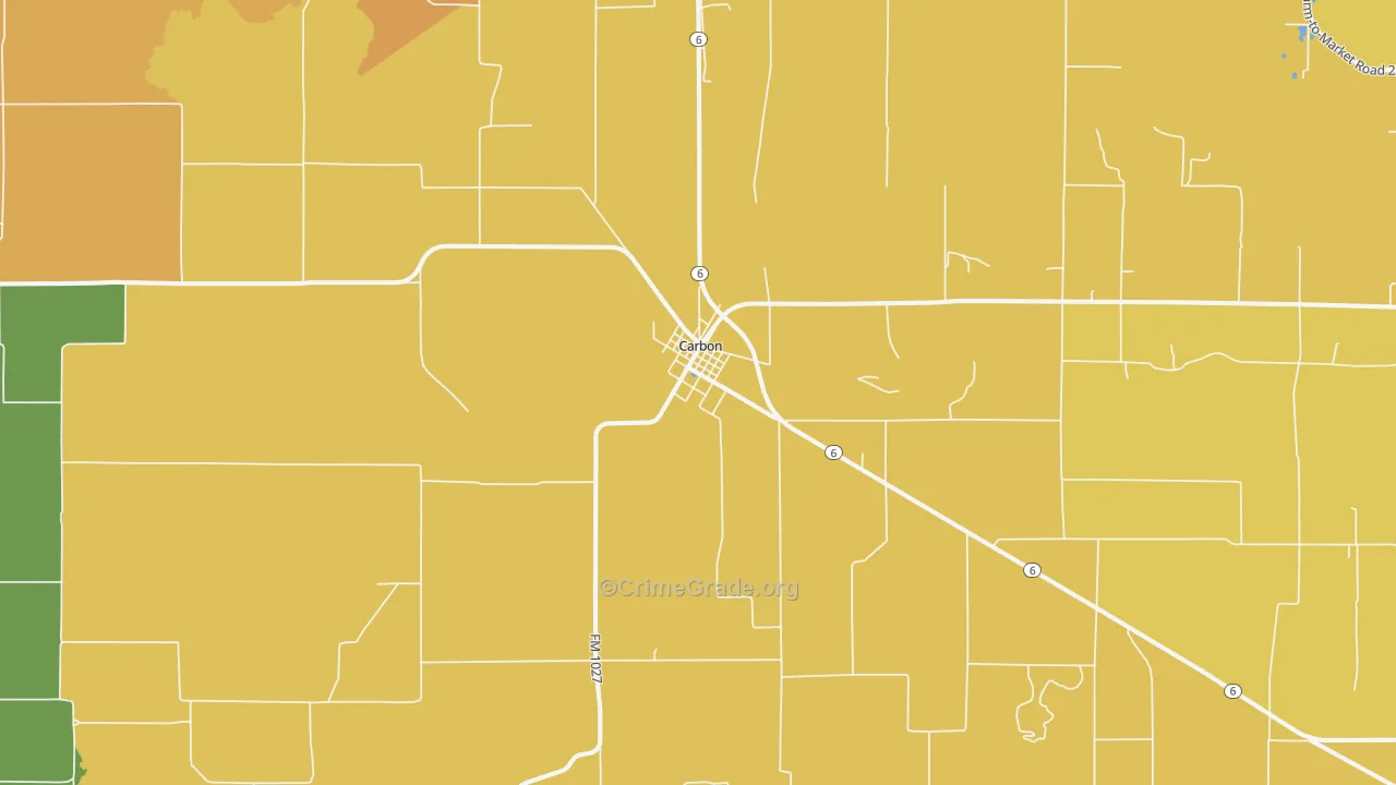 Carbon, TX Map of Robbery Rates